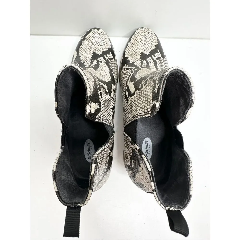 Dr. Scholl’s Boots Womens Sz 6 Teammate Snakeskin Print‎ Block Heel Round Toe
